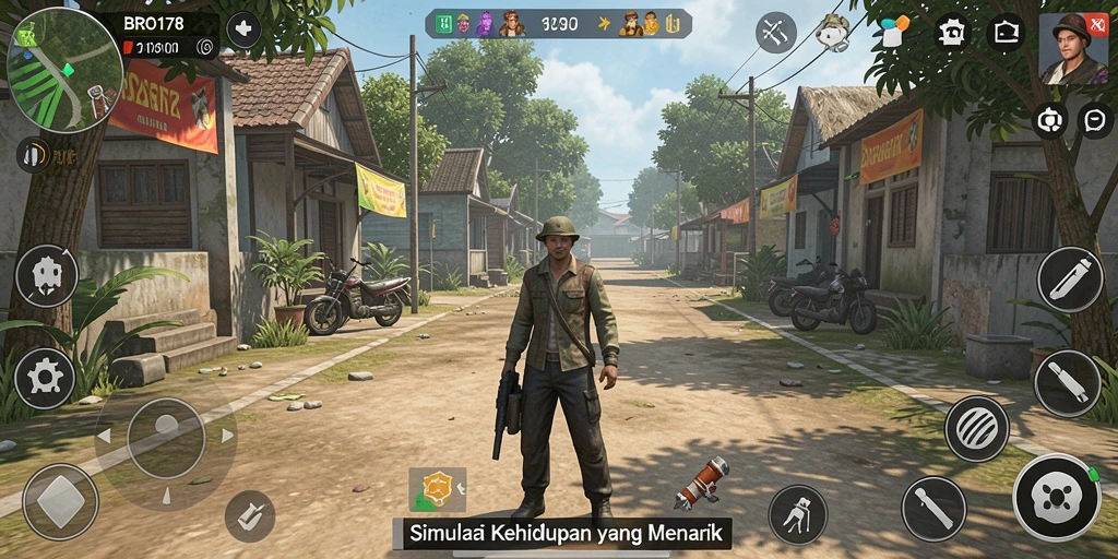 Screenshot BRO178 menampilkan aksi seru dalam simulasi kehidupan.