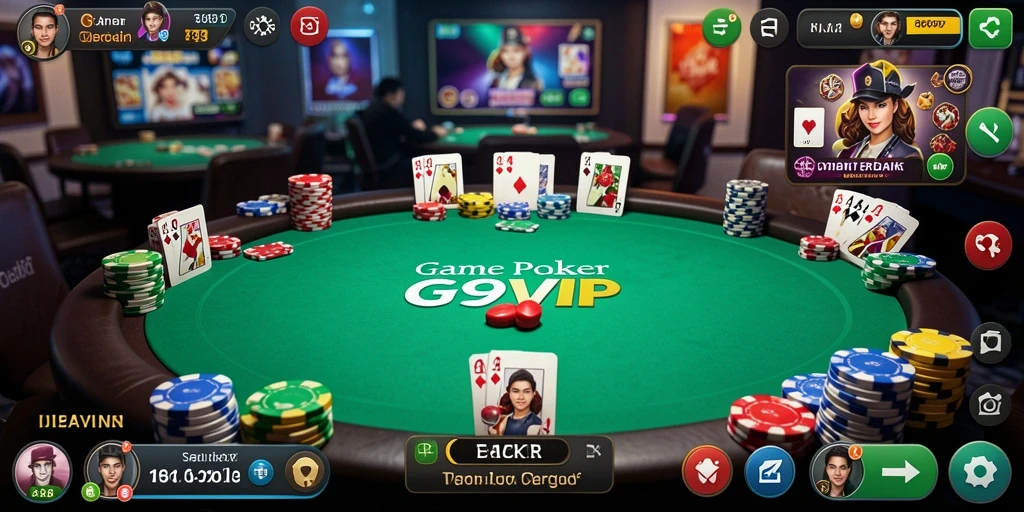 Tampilan gameplay G9VIP yang mendebarkan dan penuh strategi Poker.
