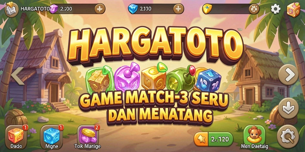 Tampilan gameplay HARGATOTO yang penuh warna dan menawan.