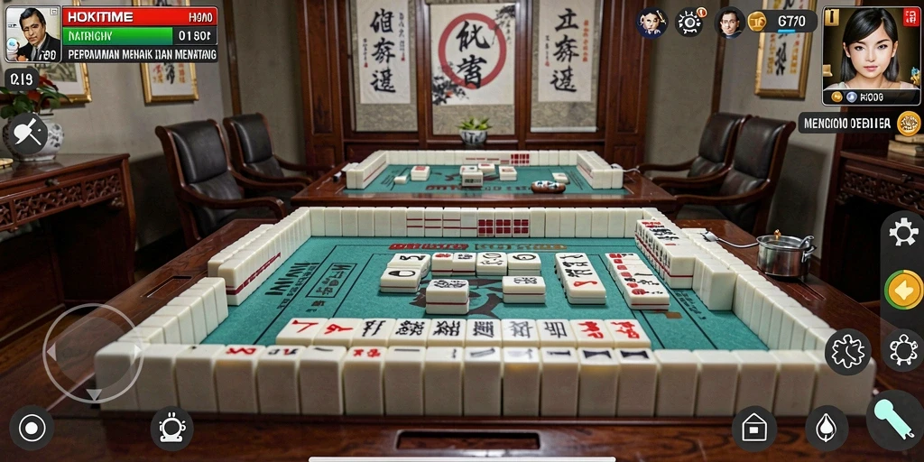 Tangkapan layar HOKITIME menampilkan gameplay Mahjong yang menarik dan menantang.