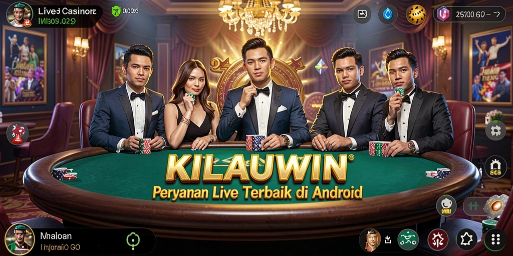 Screenshot gameplay KILAUWIN yang menunjukkan dealer di meja permainan.