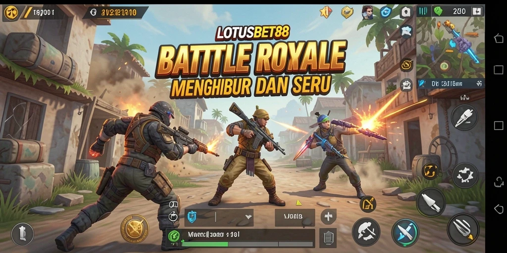 Tampilan gameplay LOTUSBET88 dalam pertarungan Battle Royale yang seru.