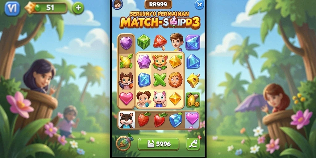 Tampilan gameplay seru RR999 dengan tantangan Match-3 yang mengasyikkan.