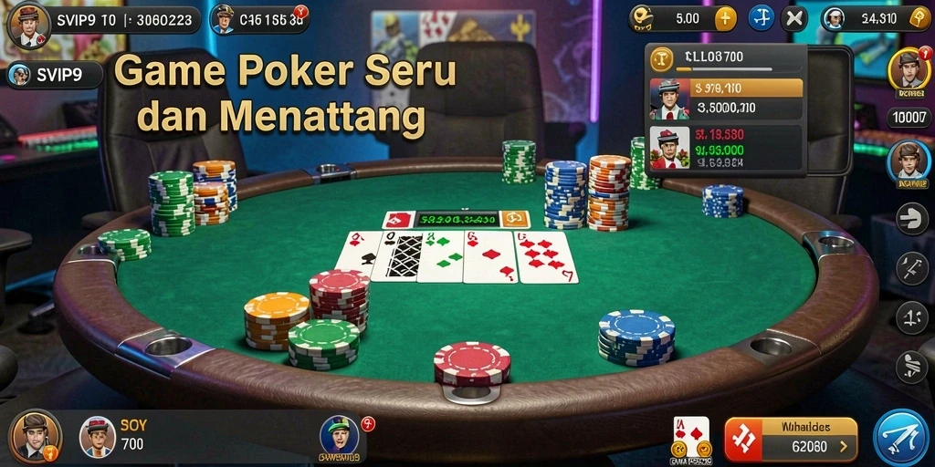 Tampilan gameplay poker yang mendebarkan di SVIP9.