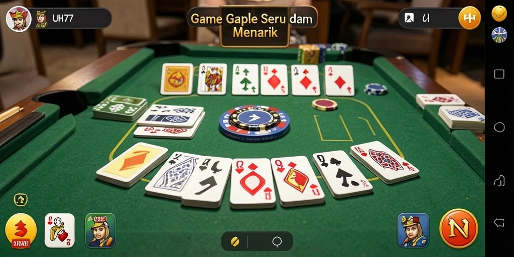 Gameplay seru UH77 dengan layout Gaple yang menarik.